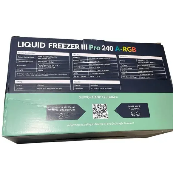Arctic Liquid Freezer III Pro 240 A-RGBAIO CPU Cooler Black ACFRE00182A - NEW